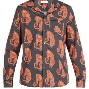 Desmond & Dempsey Sansido Tiger Pyjama Button-Up Shirt XL